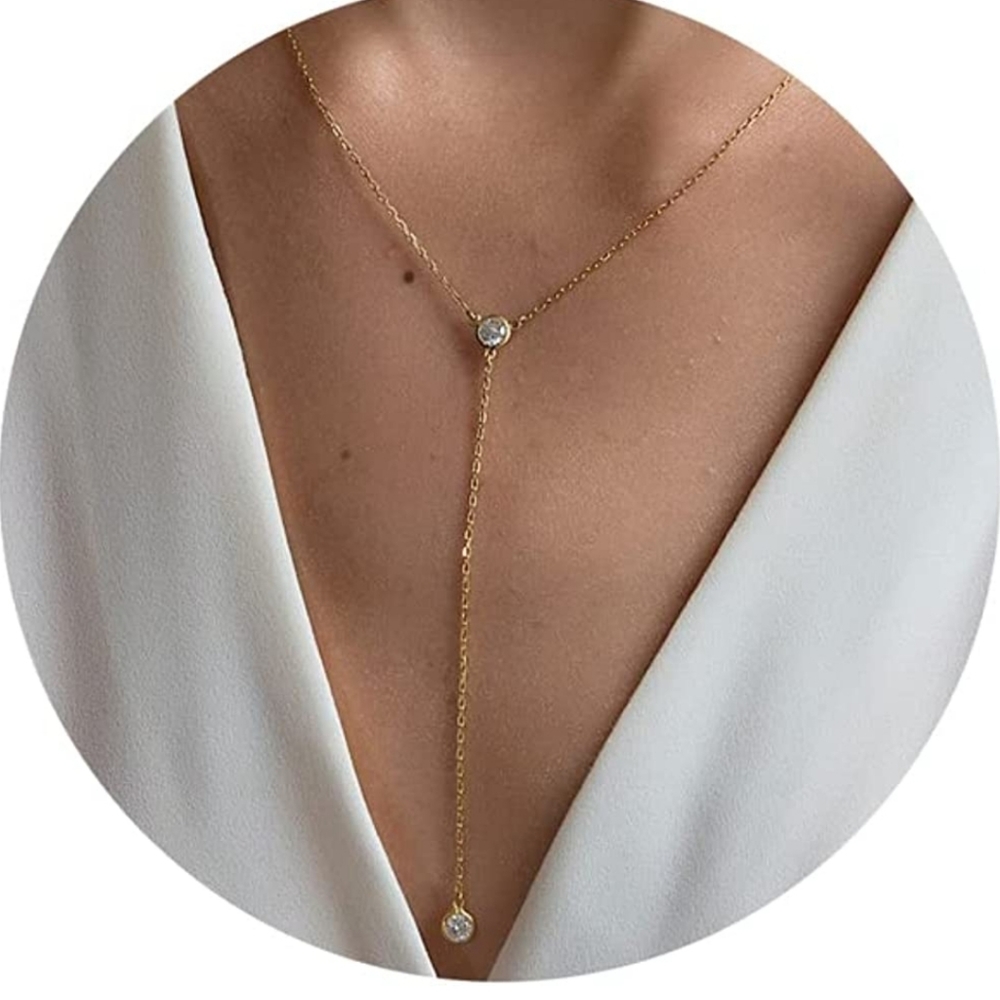 Dainty Gold Diamond Drop Necklace - NWT